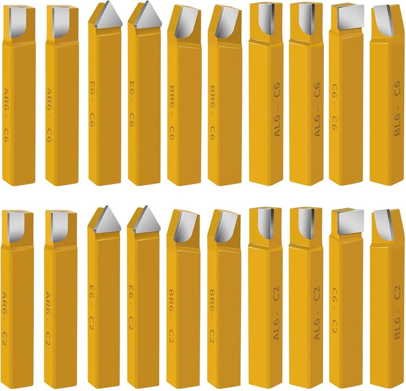 SENDUO Store 20 pc 1/2" Carbide Tip Tipped Cutter Tool, Metal Lathe Cutting Tools for Turning, Boring, and Chamfering - Image 1